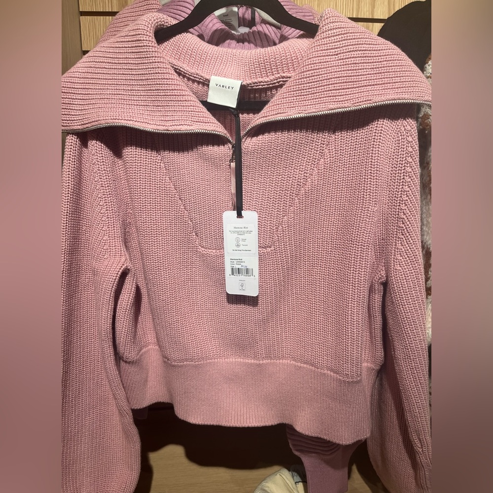 Varley Mentone Mauve Cropped Cowl Neck Sweater- Large